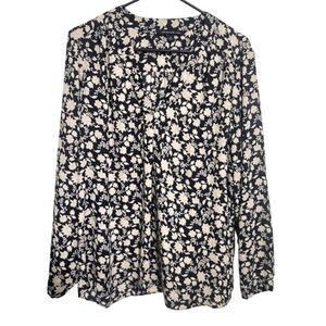 Zac & Rachel Woman Black Cream Long Sleeve Pullover Blouse, 1X